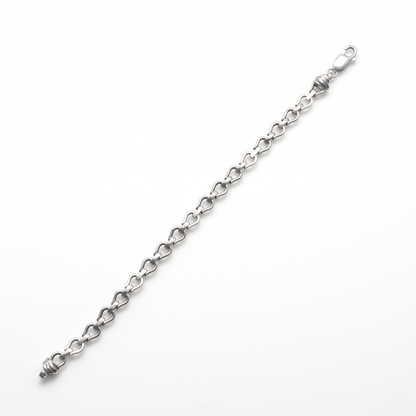 925 Silver Open heart link Men's Bracelet