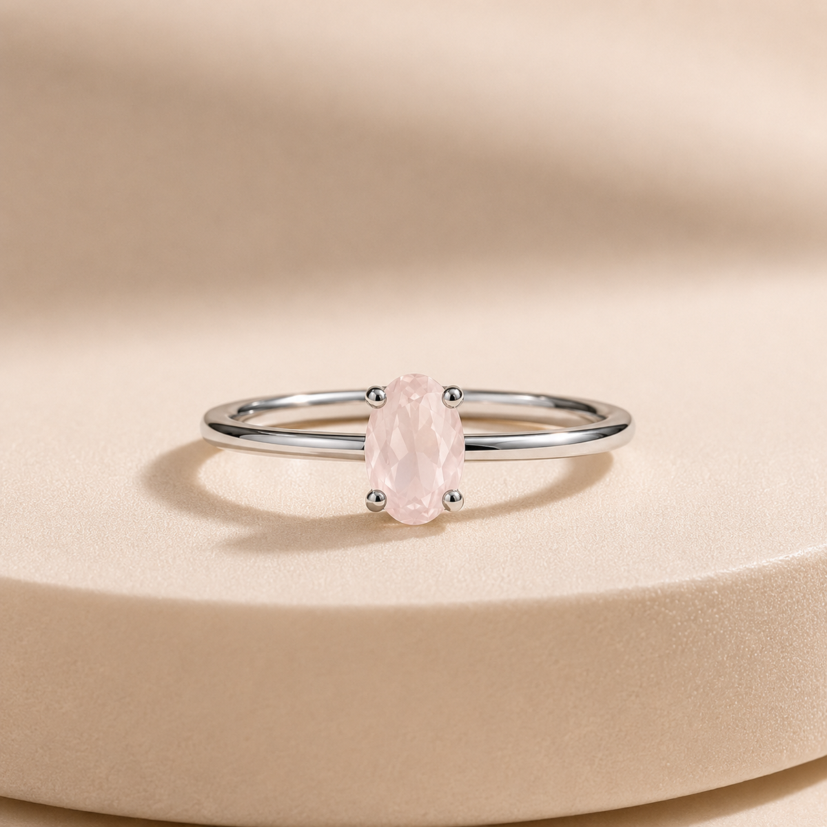 925 Silver Pink Amethyst Studded Ring