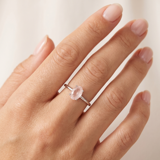 925 Silver Pink Amethyst Studded Ring