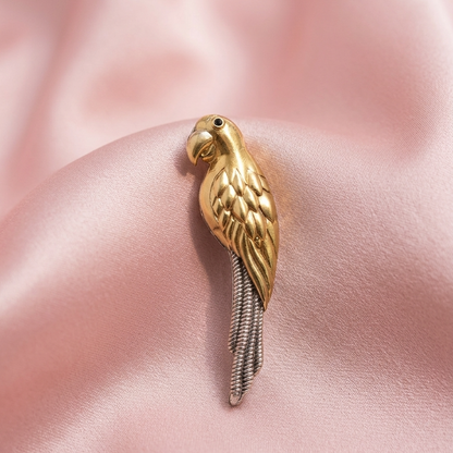 Dual Tone Silver Parrot Brooch
