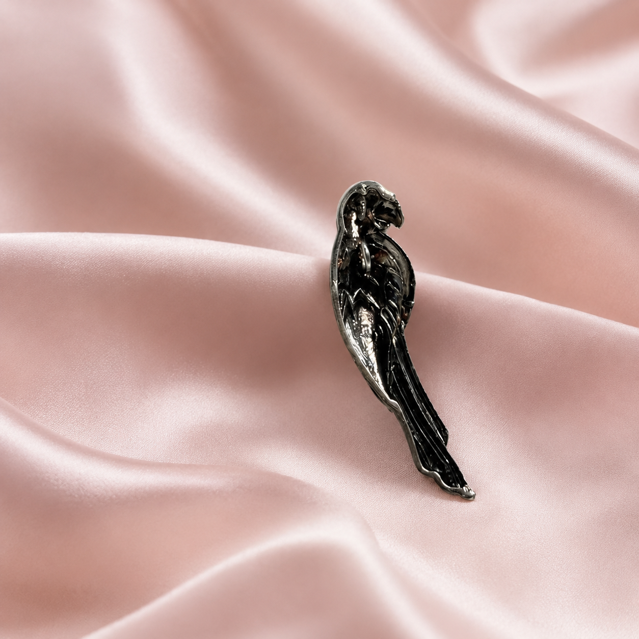 Dual Tone Silver Parrot Brooch