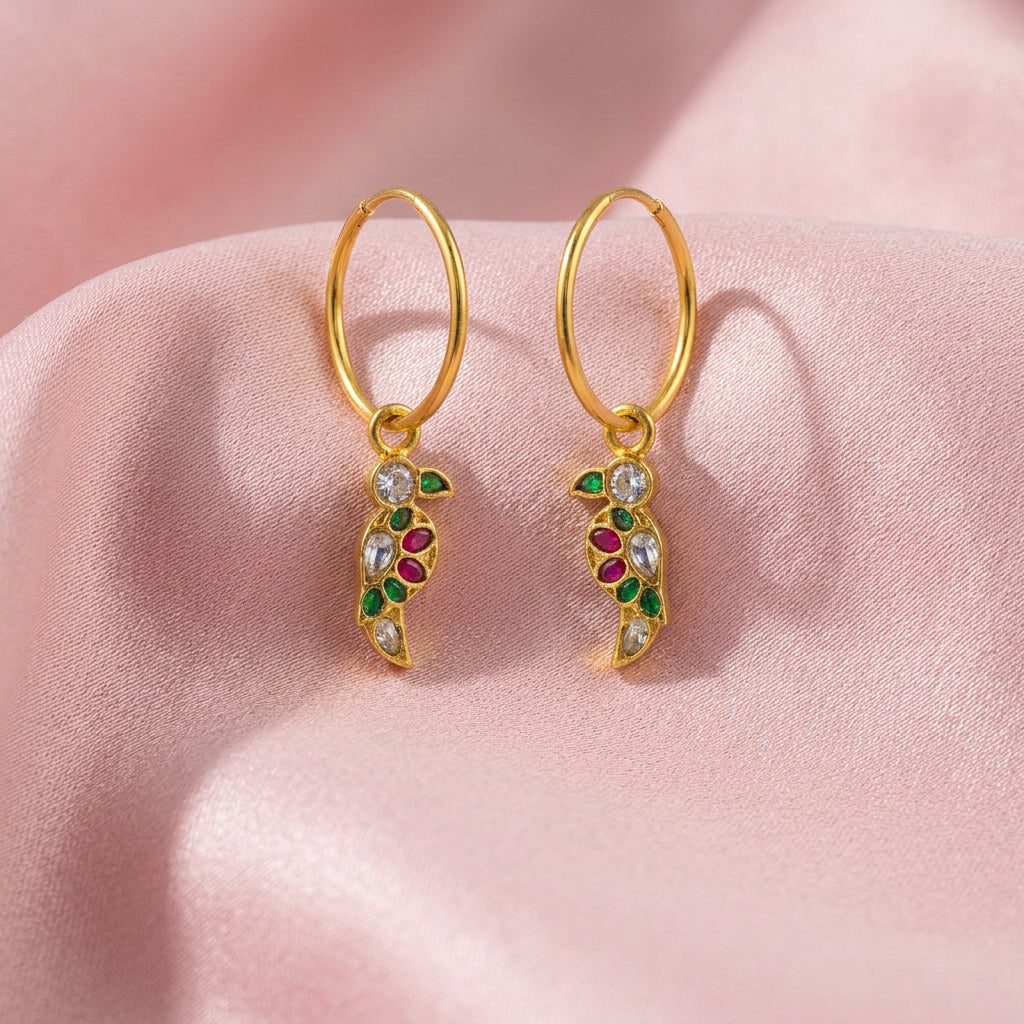 Golden Parrot Hoops