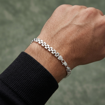 925 Silver Geometric link Men's bracelet