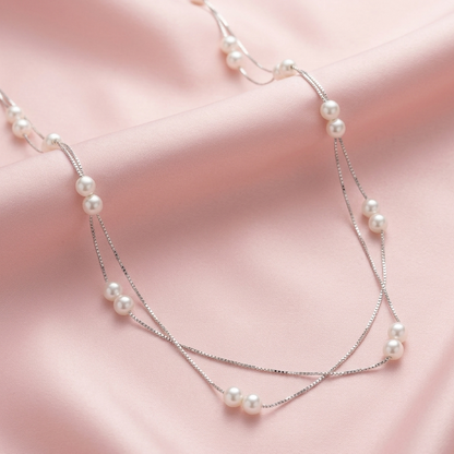 Pearl Double-Layered 925 Silver Necklace