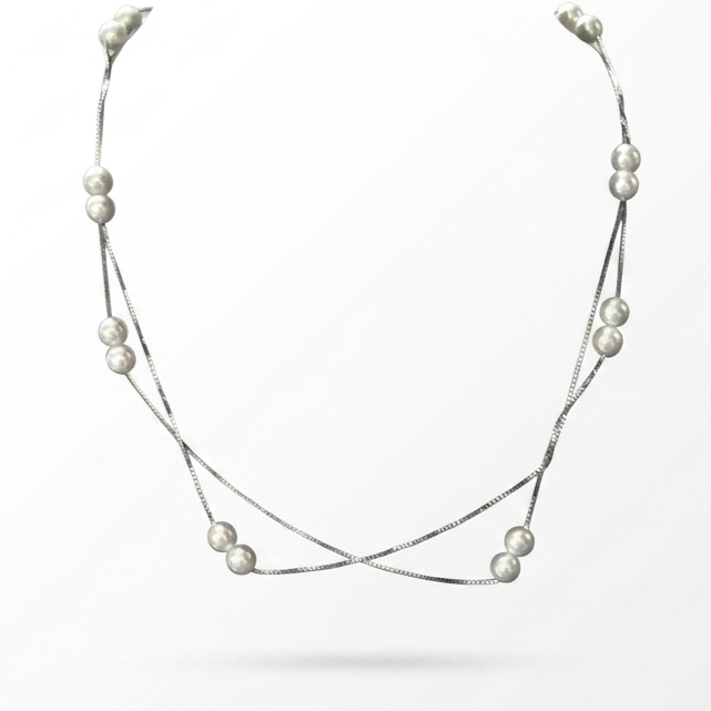 Pearl Double-Layered 925 Silver Necklace