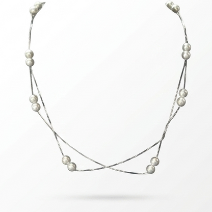Pearl Double-Layered 925 Silver Necklace