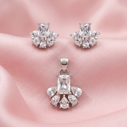 925 Silver Crystal Pendant Set