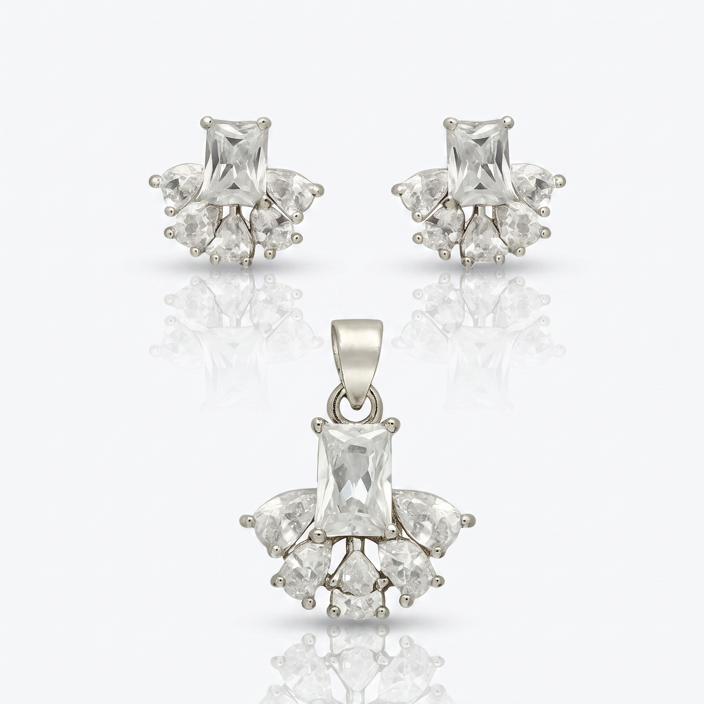 925 Silver Crystal Pendant Set