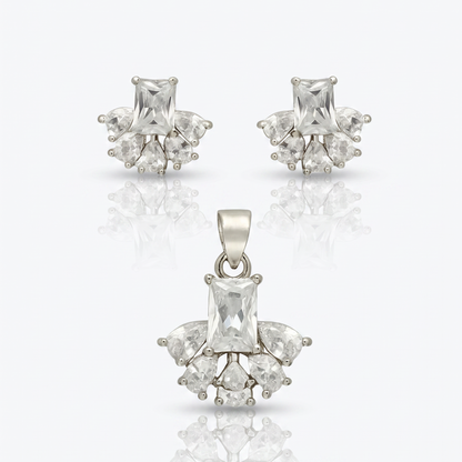 925 Silver Crystal Pendant Set