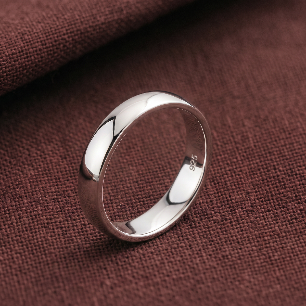 925 Silver Half-Curve Unisex Band Ring