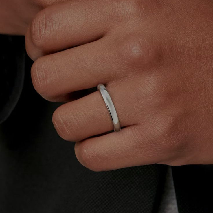 925 Silver Half-Curve Unisex Band Ring