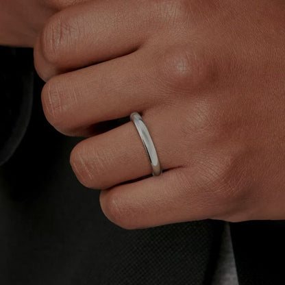 925 Silver Half-Curve Unisex Band Ring