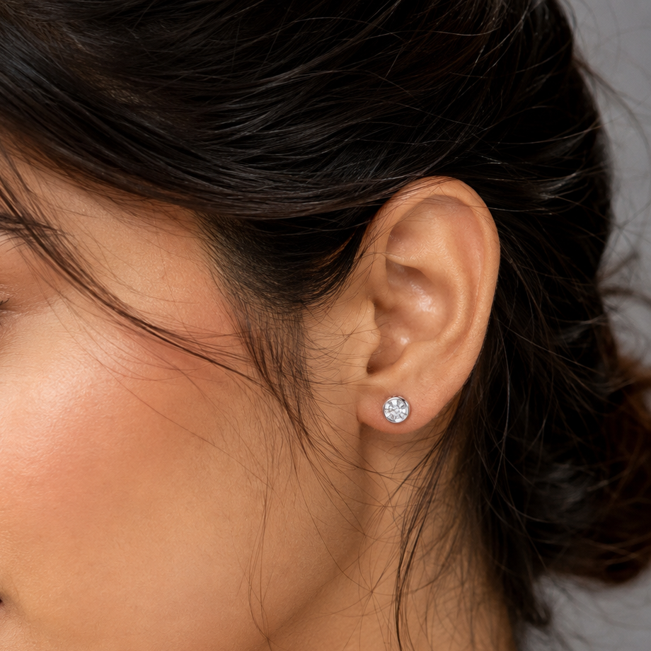 925 Silver Round Solitaire Studs