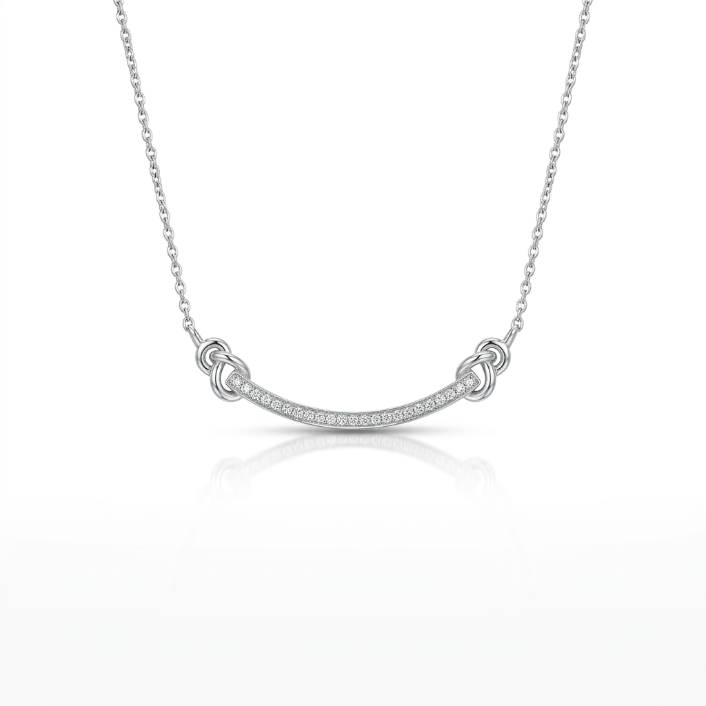 925 sterling silver curved bar necklace with delicate stone detailing