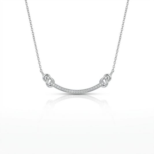 925 sterling silver curved bar necklace with delicate stone detailing