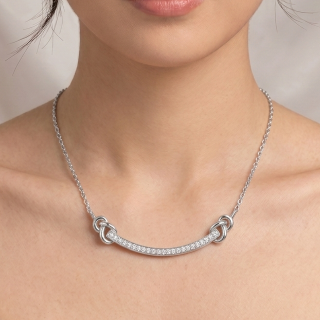 Serene Curve Bar Silver pendant with chain