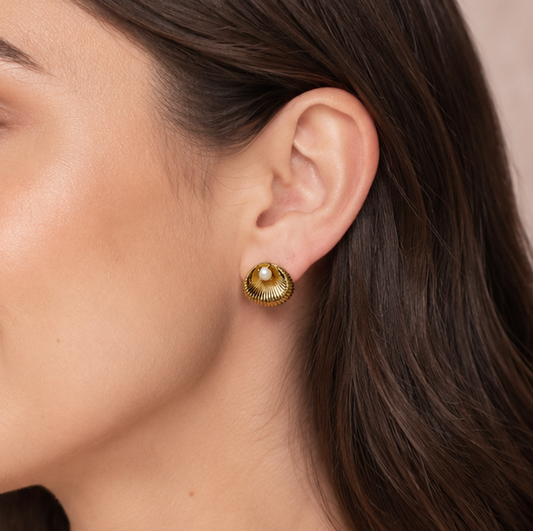 925 Golden Shell Studs