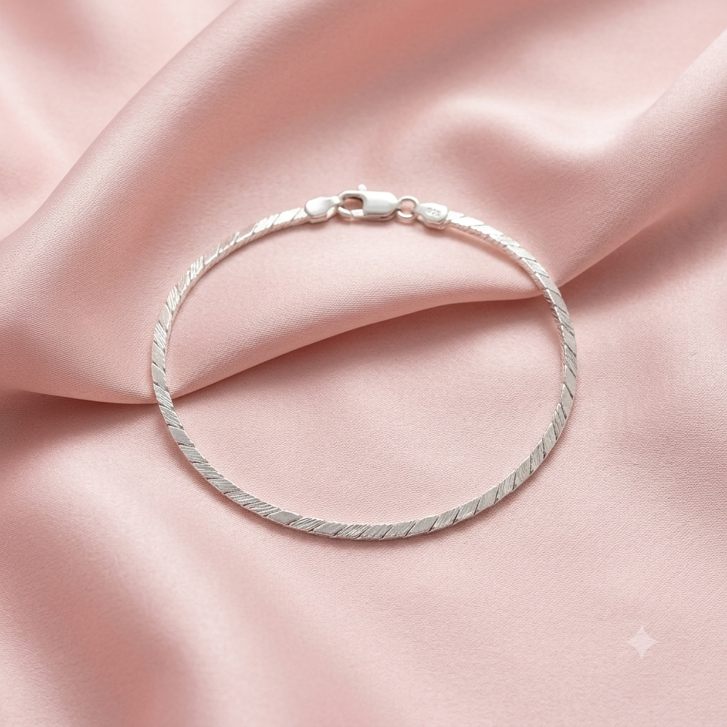 925 Silver Box Pattern Men's Bracelet
