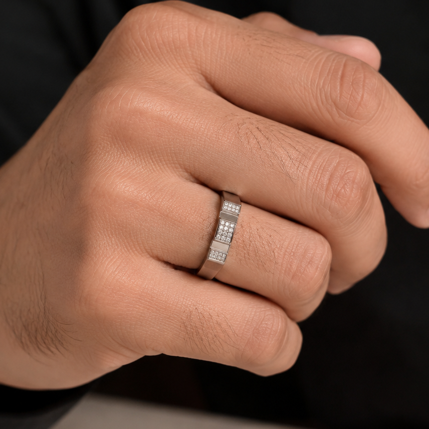 925 Silver Matrix Men's Ring