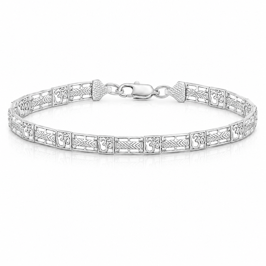 925 Silver Om Charm Men's Bracelet