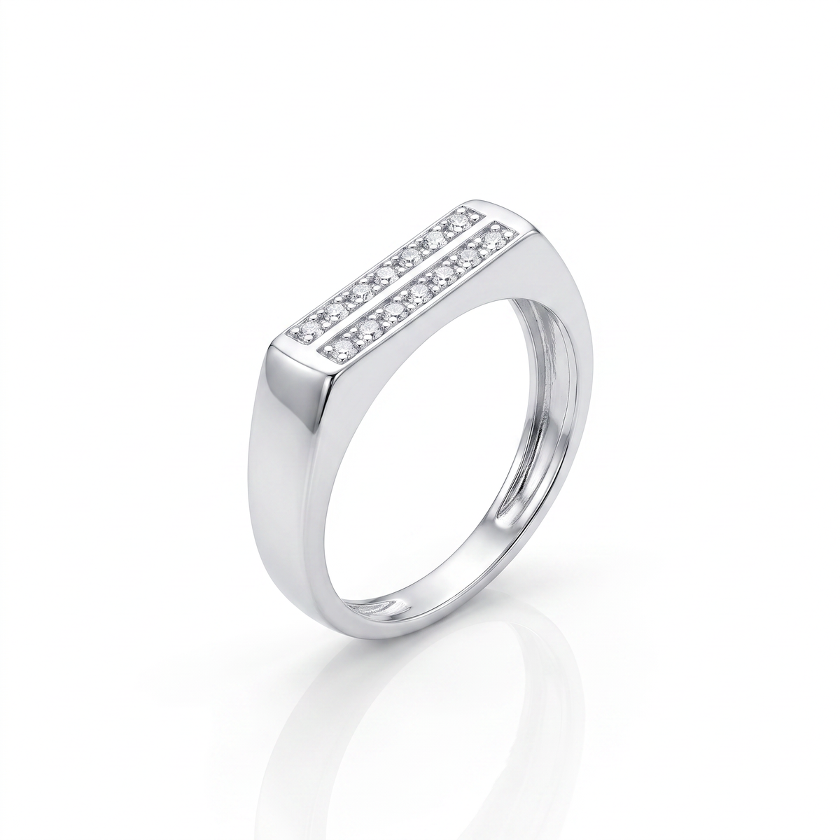 925 Silver Parallel Crest Men's Ring
