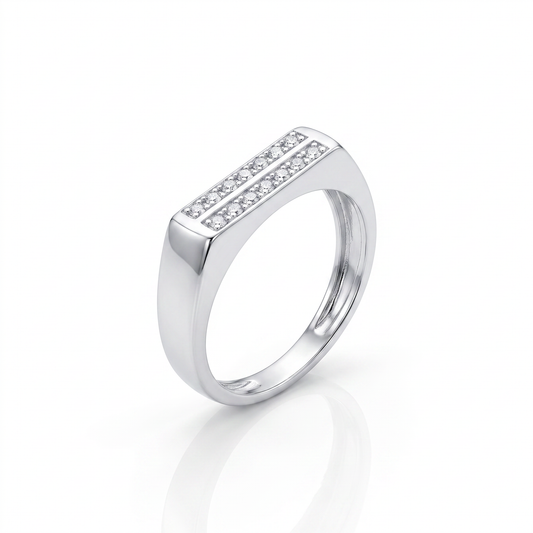 925 Silver Parallel Crest Men's Ring