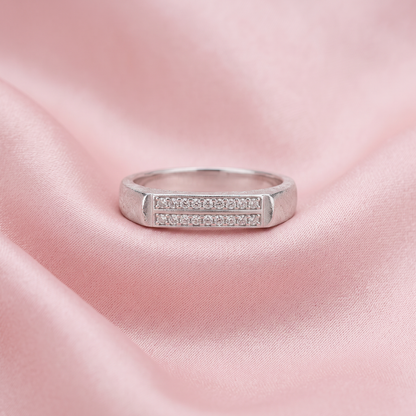 925 Silver Parallel Crest Men's Ring