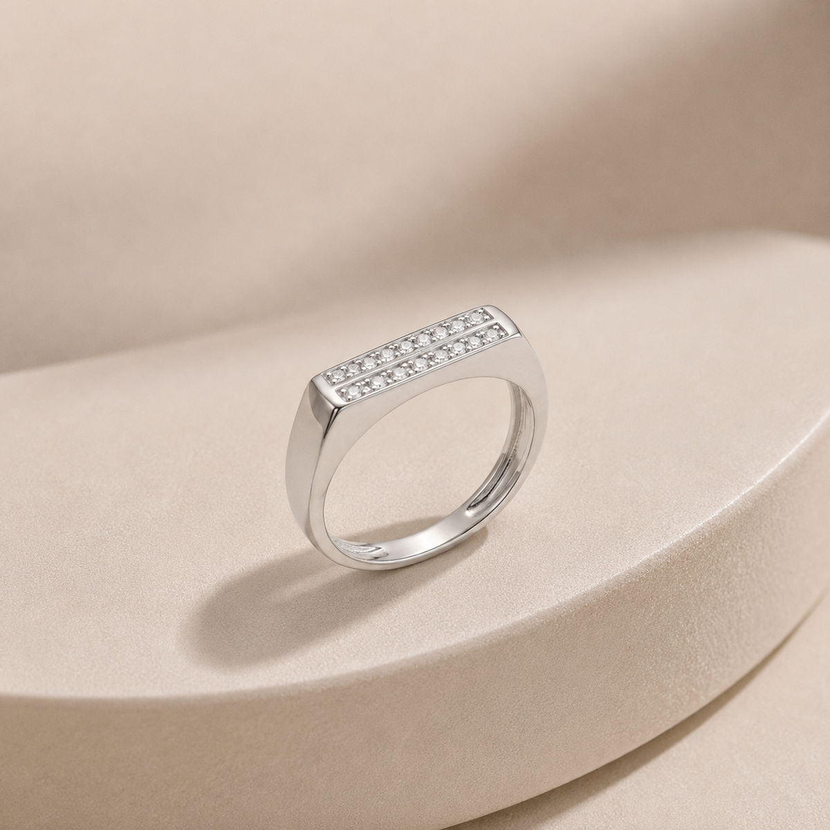 925 Silver Parallel Crest Men's Ring