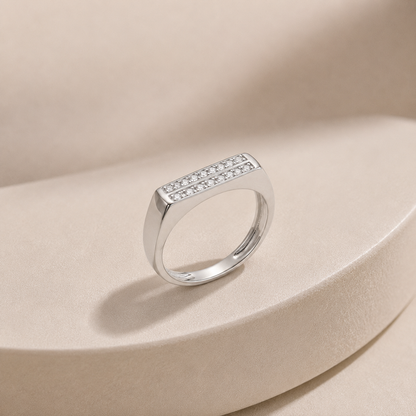 925 Silver Parallel Crest Men's Ring