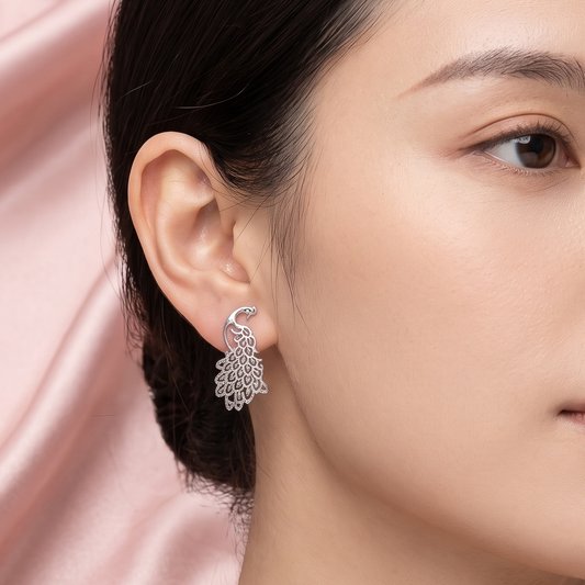 925 Silver Peacock stud earrings