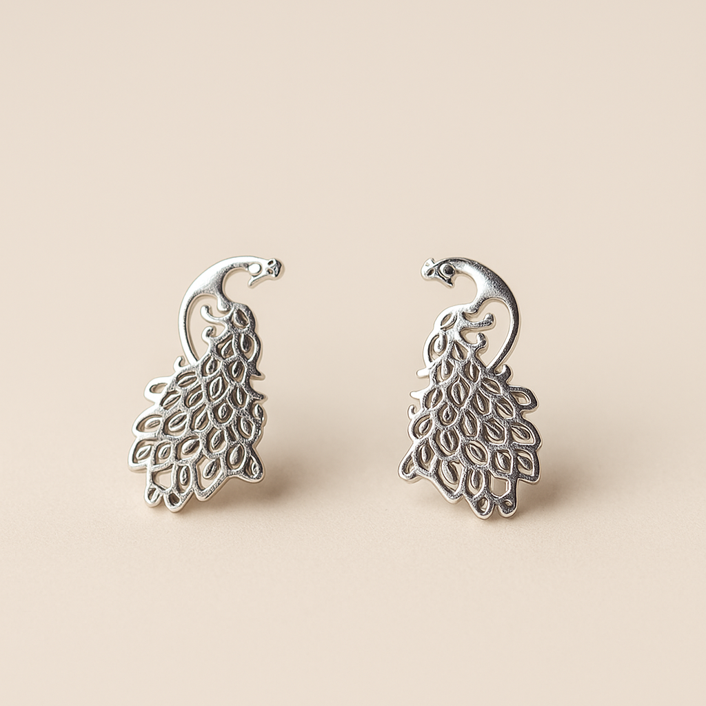 925 Silver Peacock stud earrings