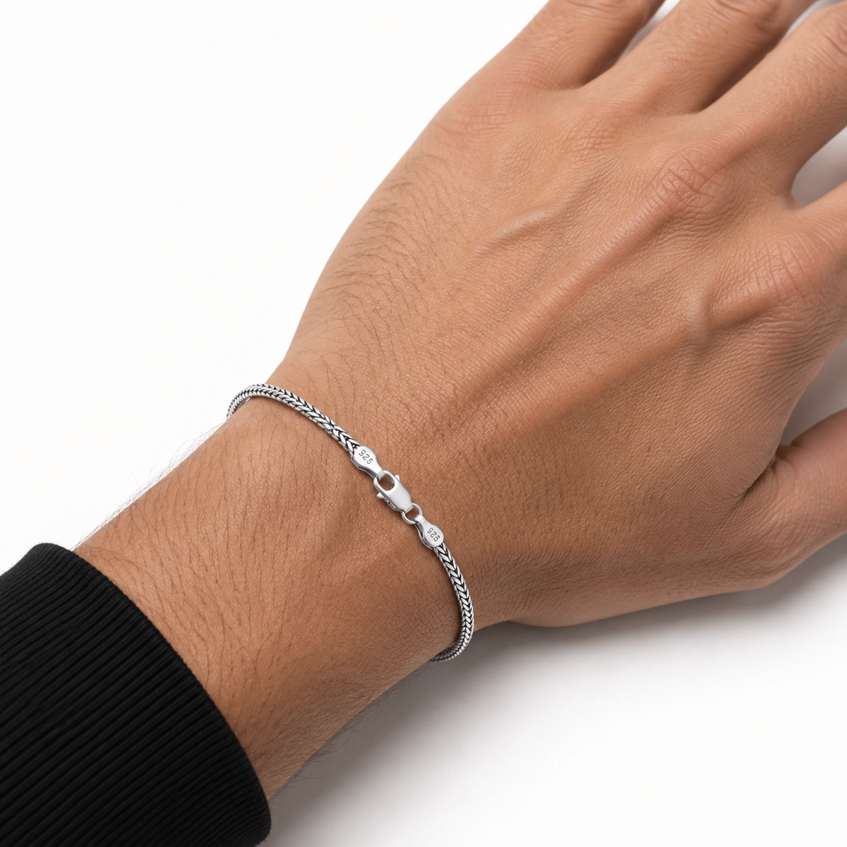 925 Silver Rope Pattern Men's Bracelet