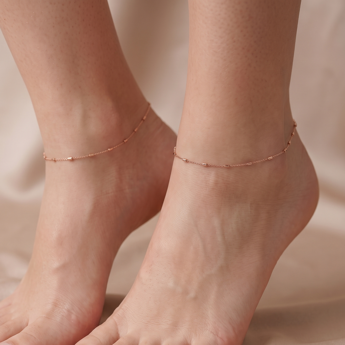 925 Sterling Silver Rose Gold Anklet for women