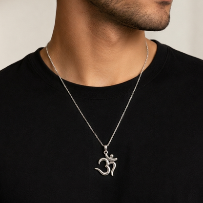 925 sterling silver Om pendant with sculpted Aum symbol