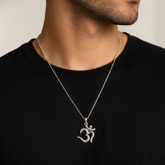 925 sterling silver Om pendant with sculpted Aum symbol