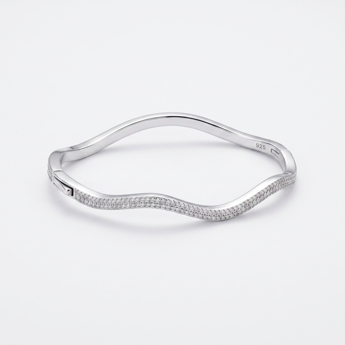925 Silver Wave Bangle with lock