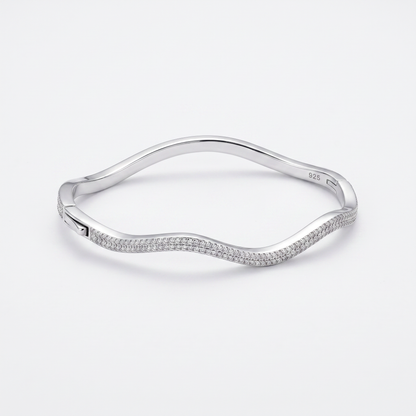 925 Silver Wave Bangle with lock