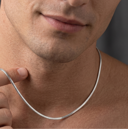 925 Silver Snake Box Patterned Chain