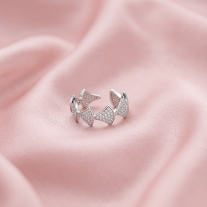 925 Sterling Silver Sparkle Adjustable Ring