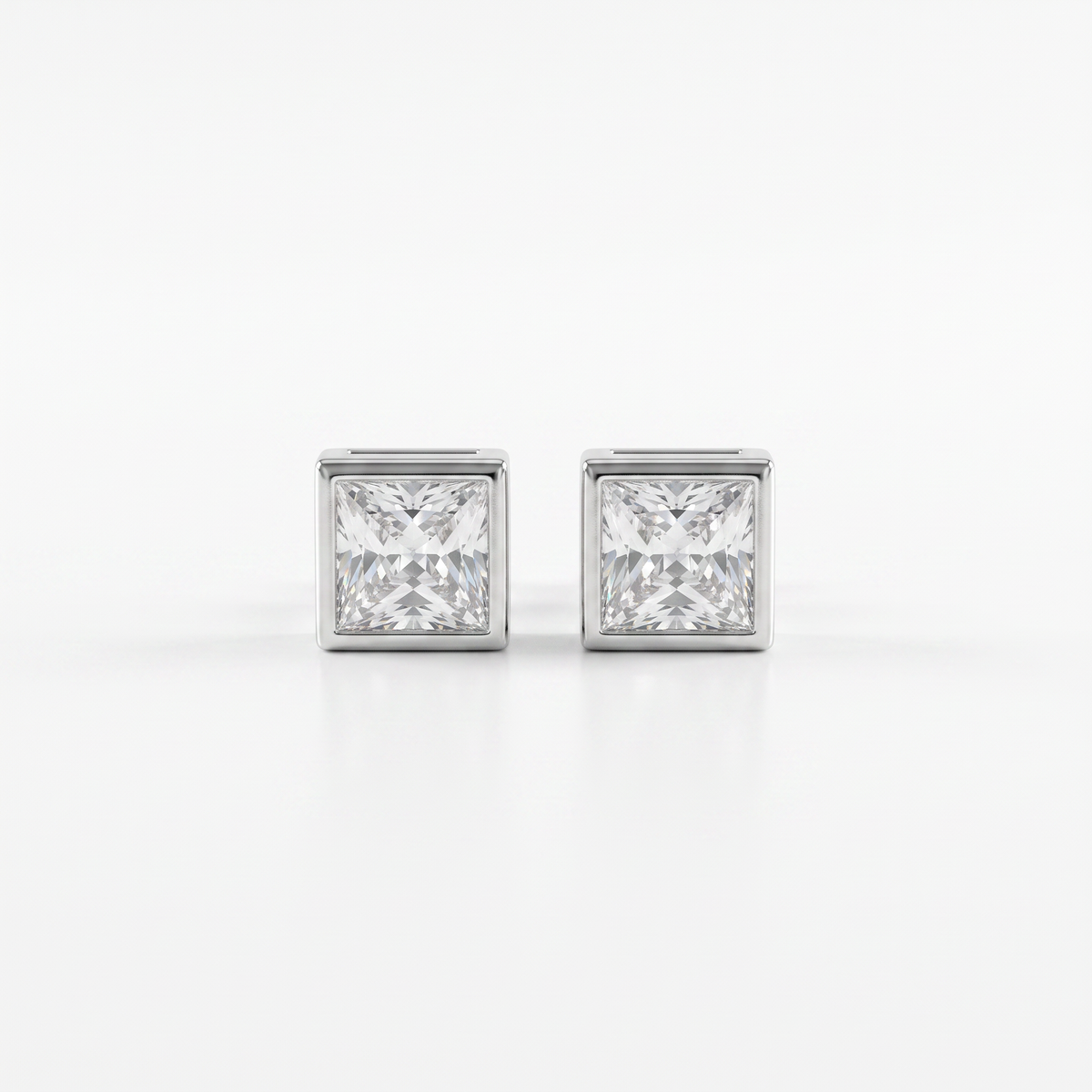 925 Silver Square Solitaire Studs