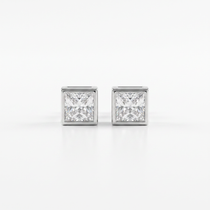 925 Silver Square Solitaire Studs
