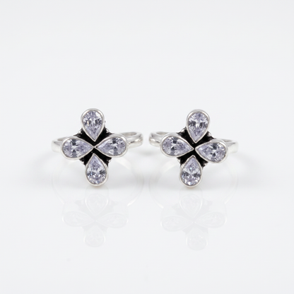 925 Silver White Gemstone Toe Ring