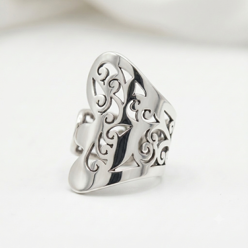 925 Silver Textured Ring Adjustable