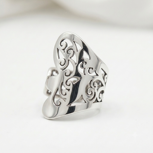 925 Silver Textured Ring Adjustable