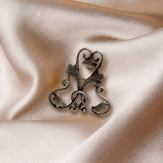 925 Silver Twin Swan Brooch