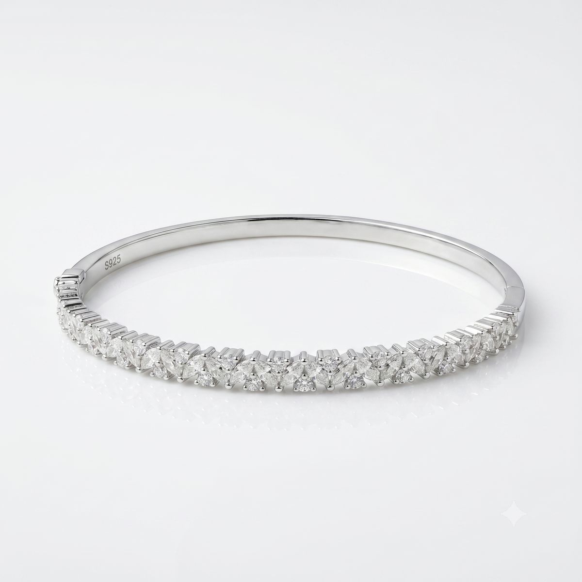 925 Silver Tennis Lock Bangle (Kada)