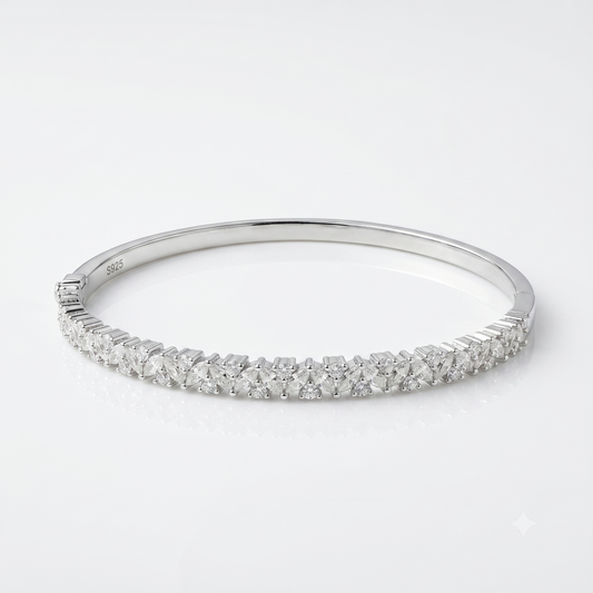 925 Silver Tennis Lock Bangle (Kada)