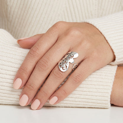 925 Silver Textured Ring Adjustable