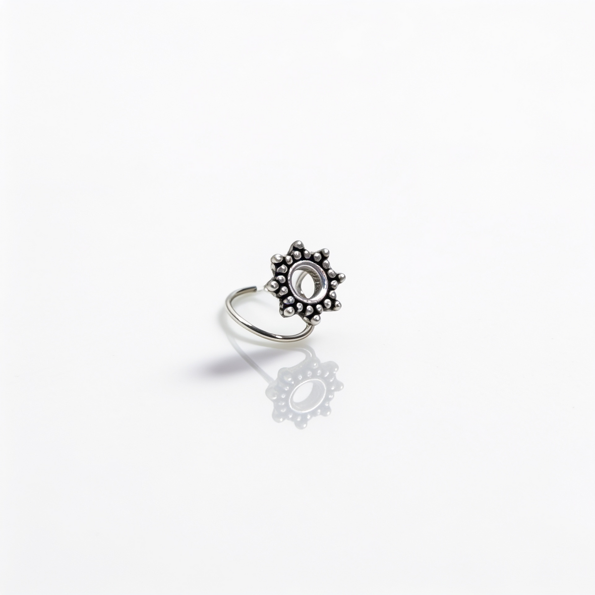 925 Silver Beaded Sunflower Nose Pin