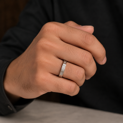 925 Silver Titan Quadrant Men's Ring